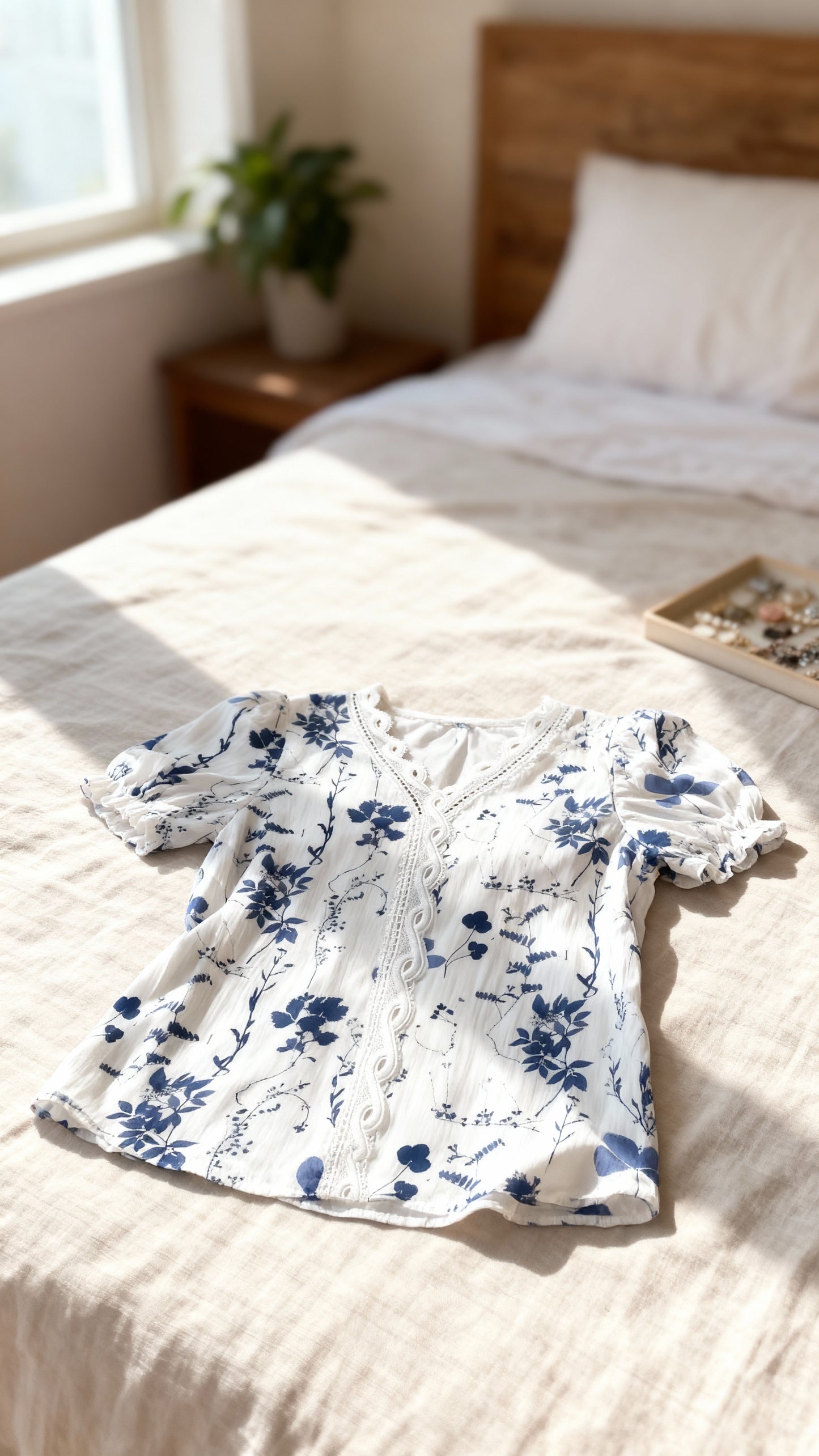 Women's Casual Flower Short Sleeve Top