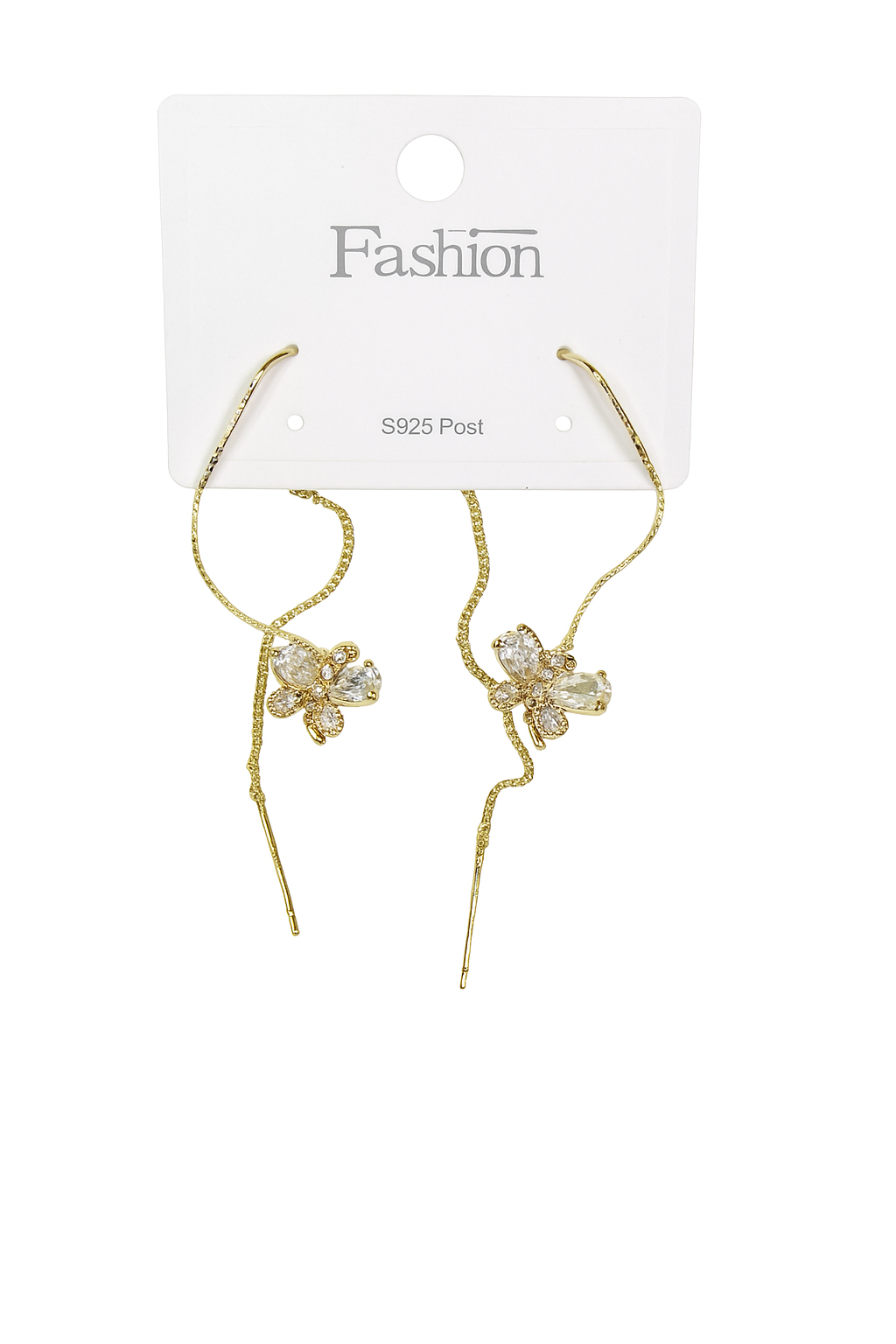 Butterfly Wave - Anti Tarnish Butterfly Curvy Drop Earrings