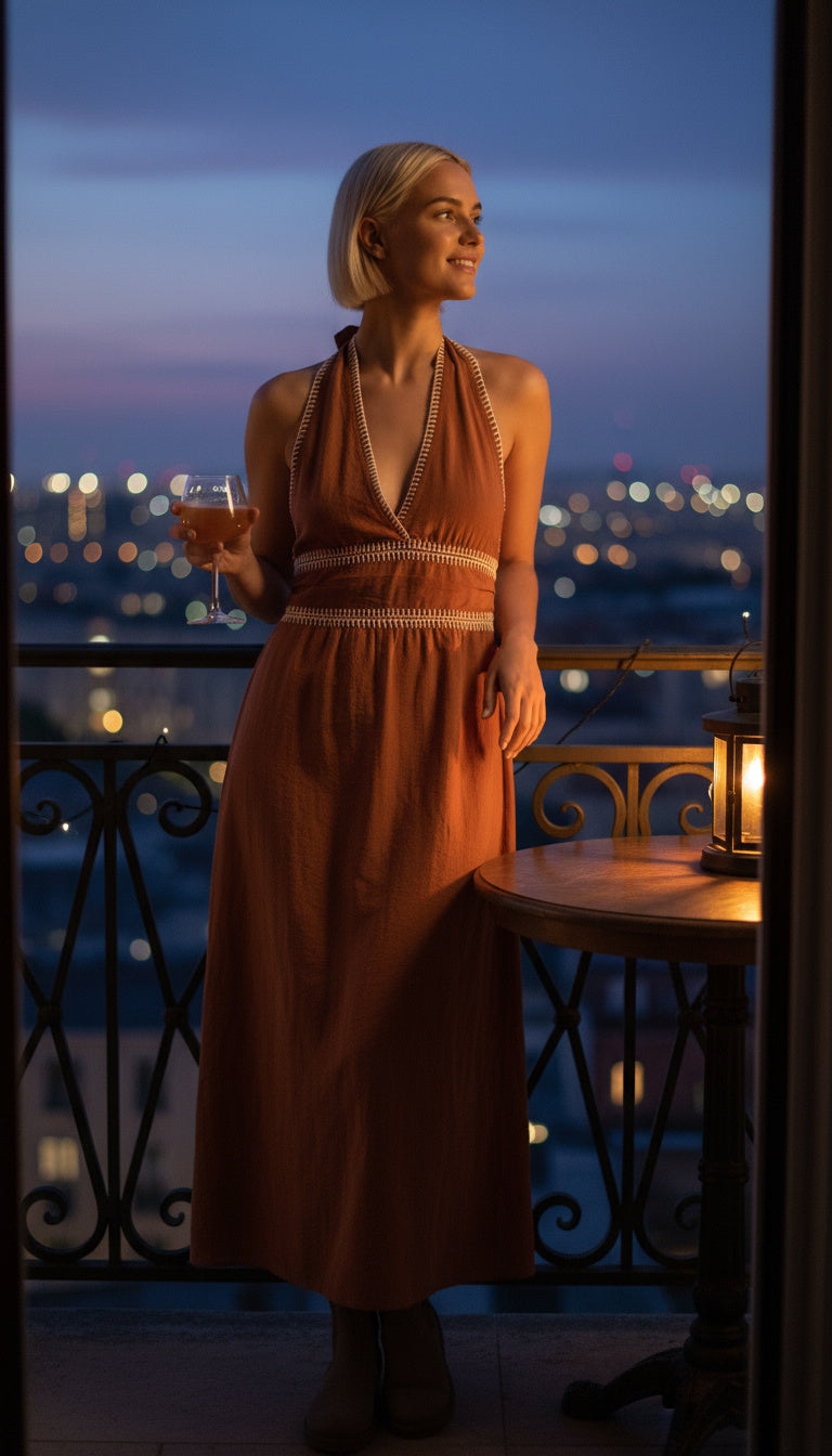 Casual Elegant Streetwear Solid Color Travel Date Lawn Halter Neck Sleeveless Strap Dress