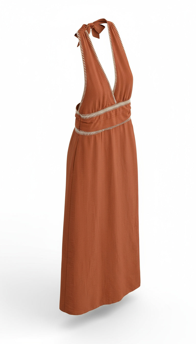 Casual Elegant Streetwear Solid Color Travel Date Lawn Halter Neck Sleeveless Strap Dress